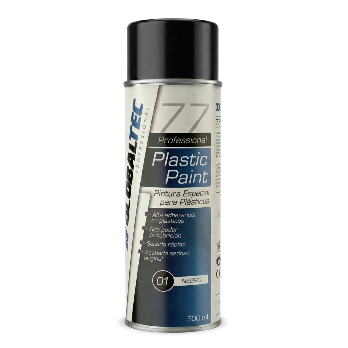 Pintura en aerosol para plásticos negro mate 400 ml de Globaltec Professional para coche