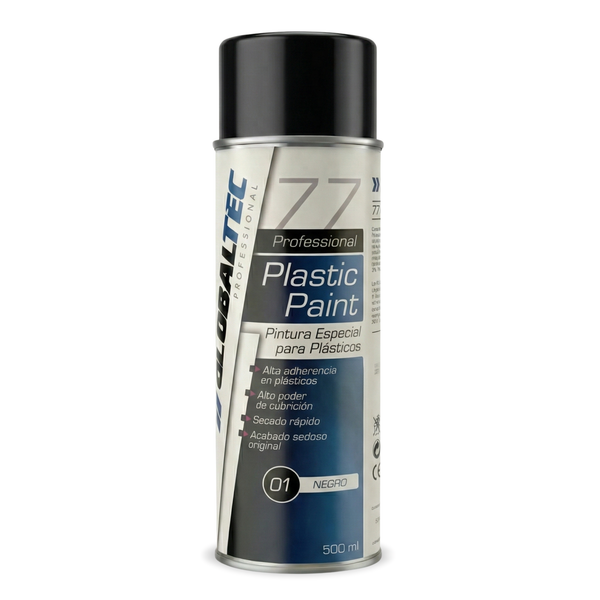 Pintura en aerosol para plásticos negro mate 400 ml de Globaltec Professional para coche