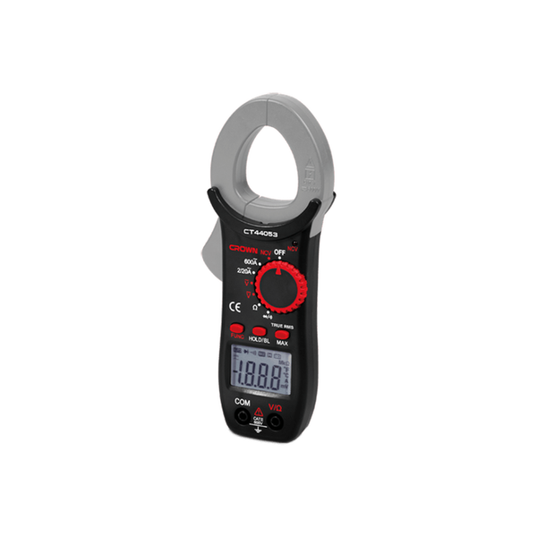 Pinza amperimétrica digital CT44053 600V/600A — medición eléctrica con linterna LED