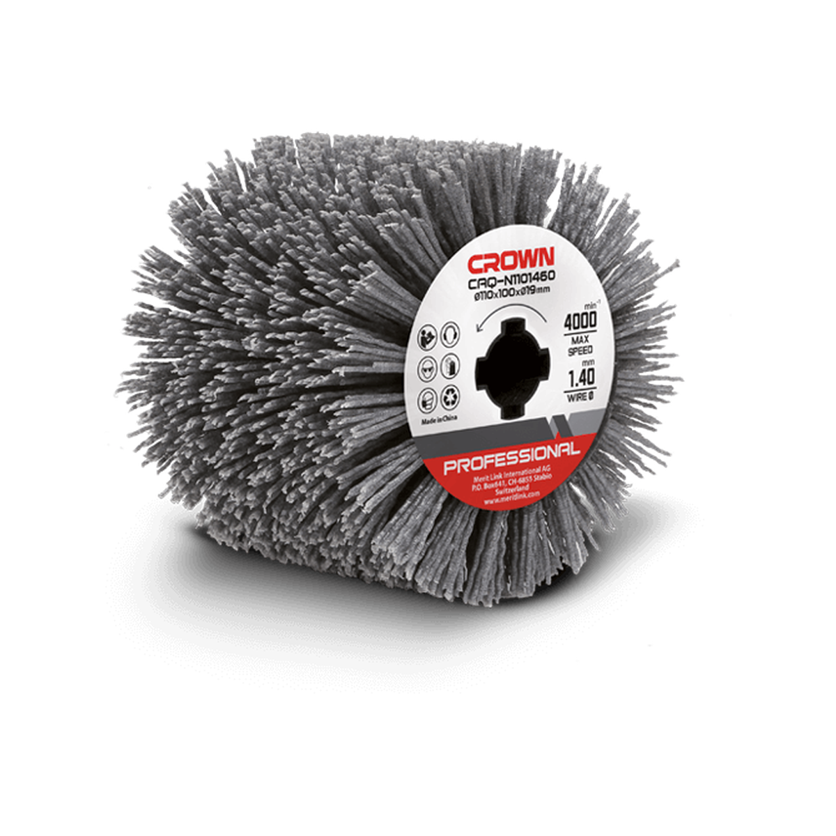 Cepillo abrasivo de nylon CAQ-N1101460 Ø110 mm — acabado fino