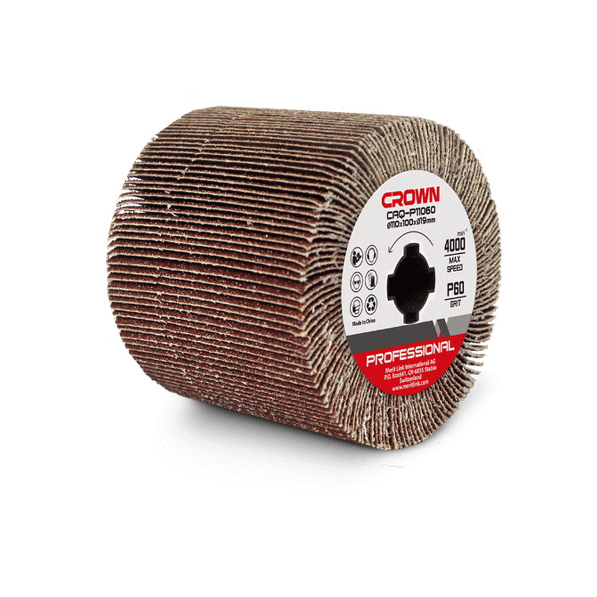 Cepillo abrasivo de láminas CAQ-P11060 Ø110 mm grano P60 — acabado fino