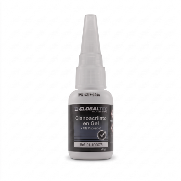 Cianoacrilato en gel 20 g Globaltec Professional, adhesivo instantáneo sin chorreos para pegar en vertical