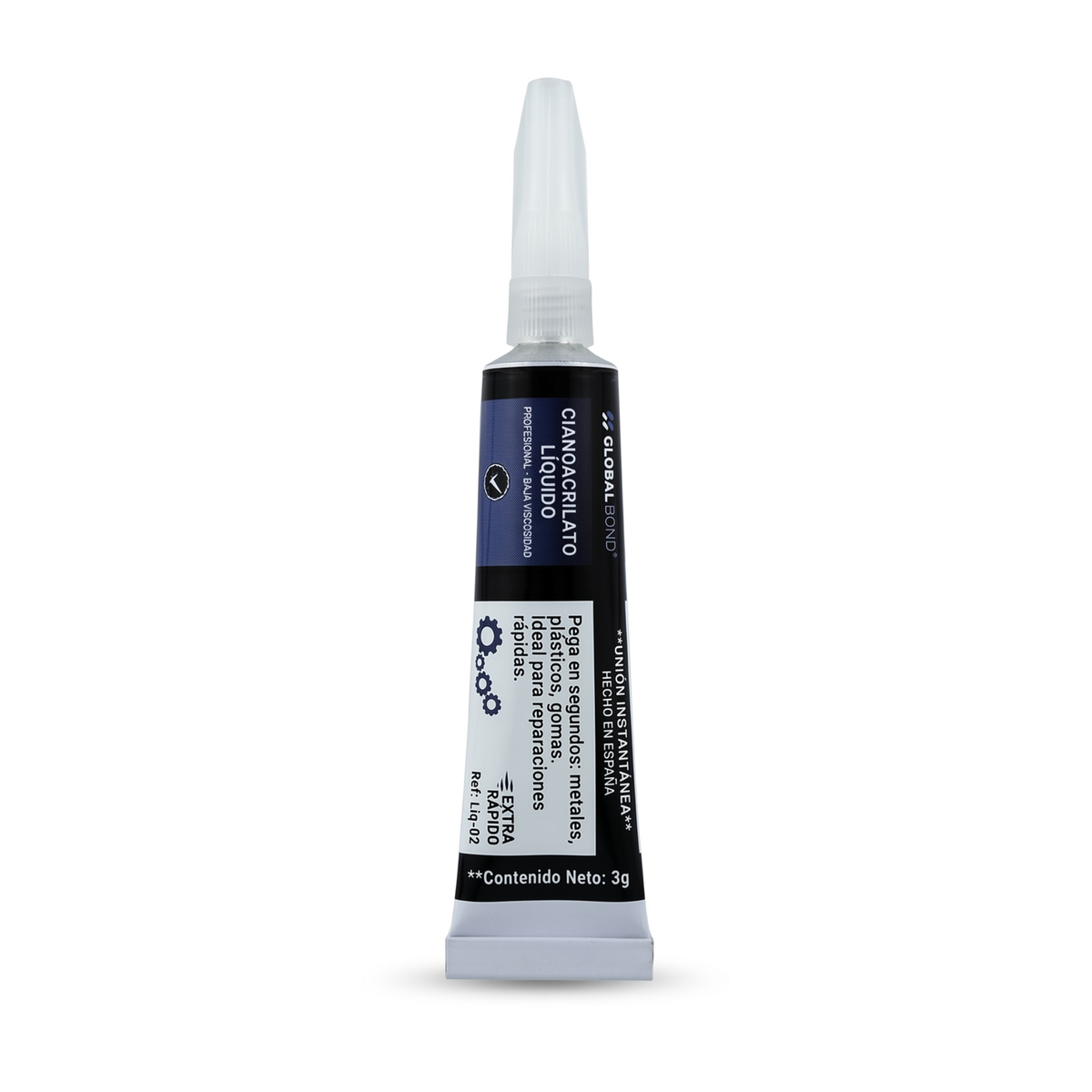 Cianoacrilato universal 3g Globaltec Professional, adhesivo instantáneo multimaterial con boquilla de precisión