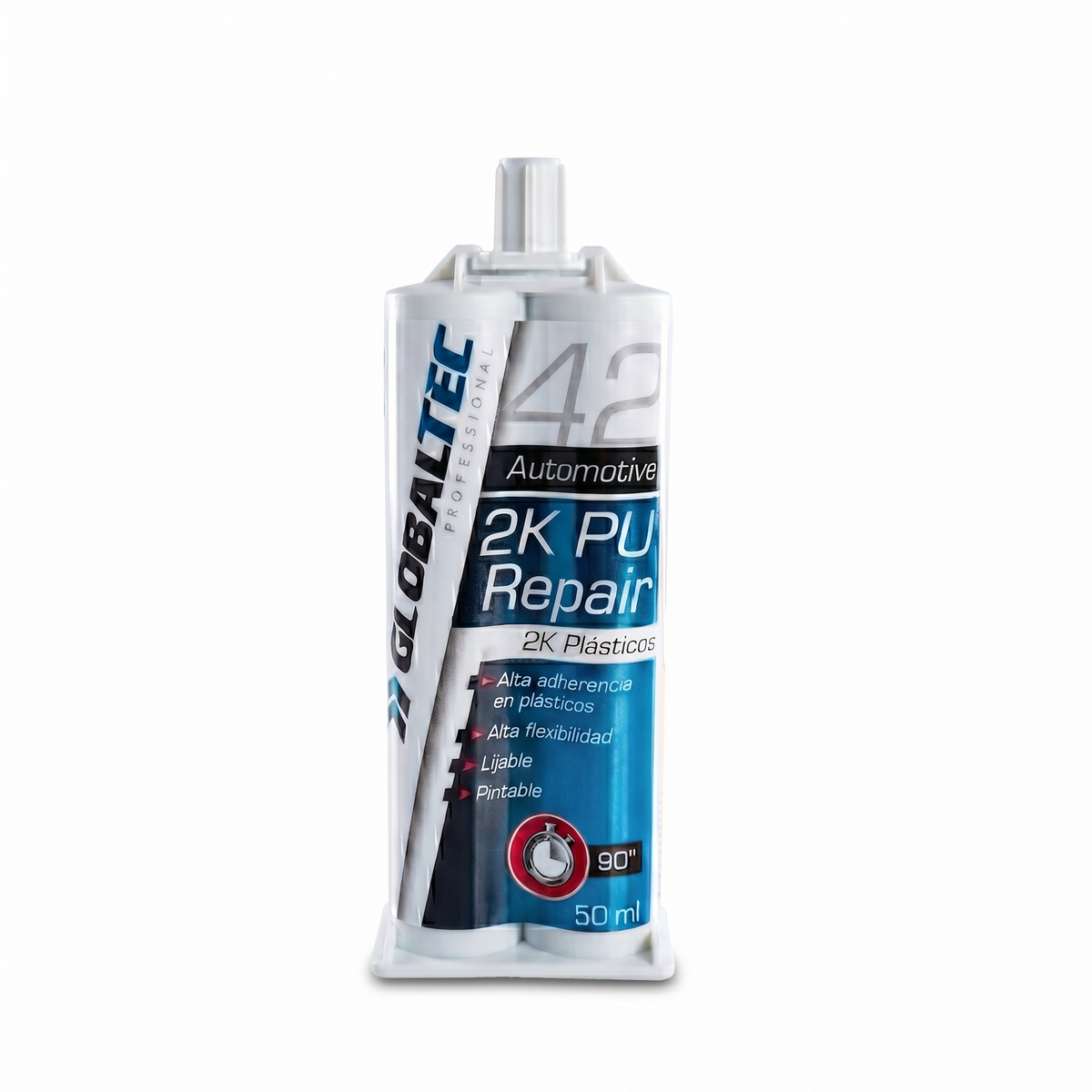 Adhesivo rápido 2K bicomponente 50 ml para reparar plásticos de automoción, negro pintable · Globaltec Professional