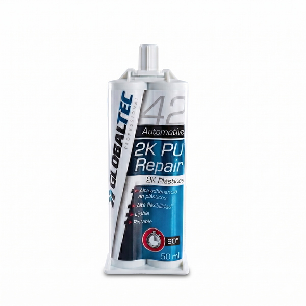 Adhesivo rápido 2K bicomponente 50 ml para reparar plásticos de automoción, negro pintable · Globaltec Professional