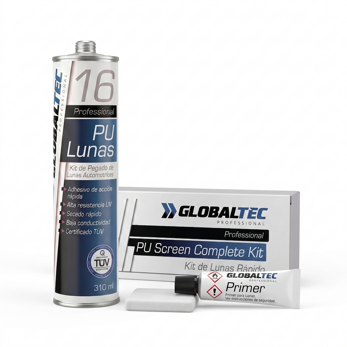 Adhesivo monocomponente PU 310 ml para pegado de parabrisas y lunas Globaltec Professional