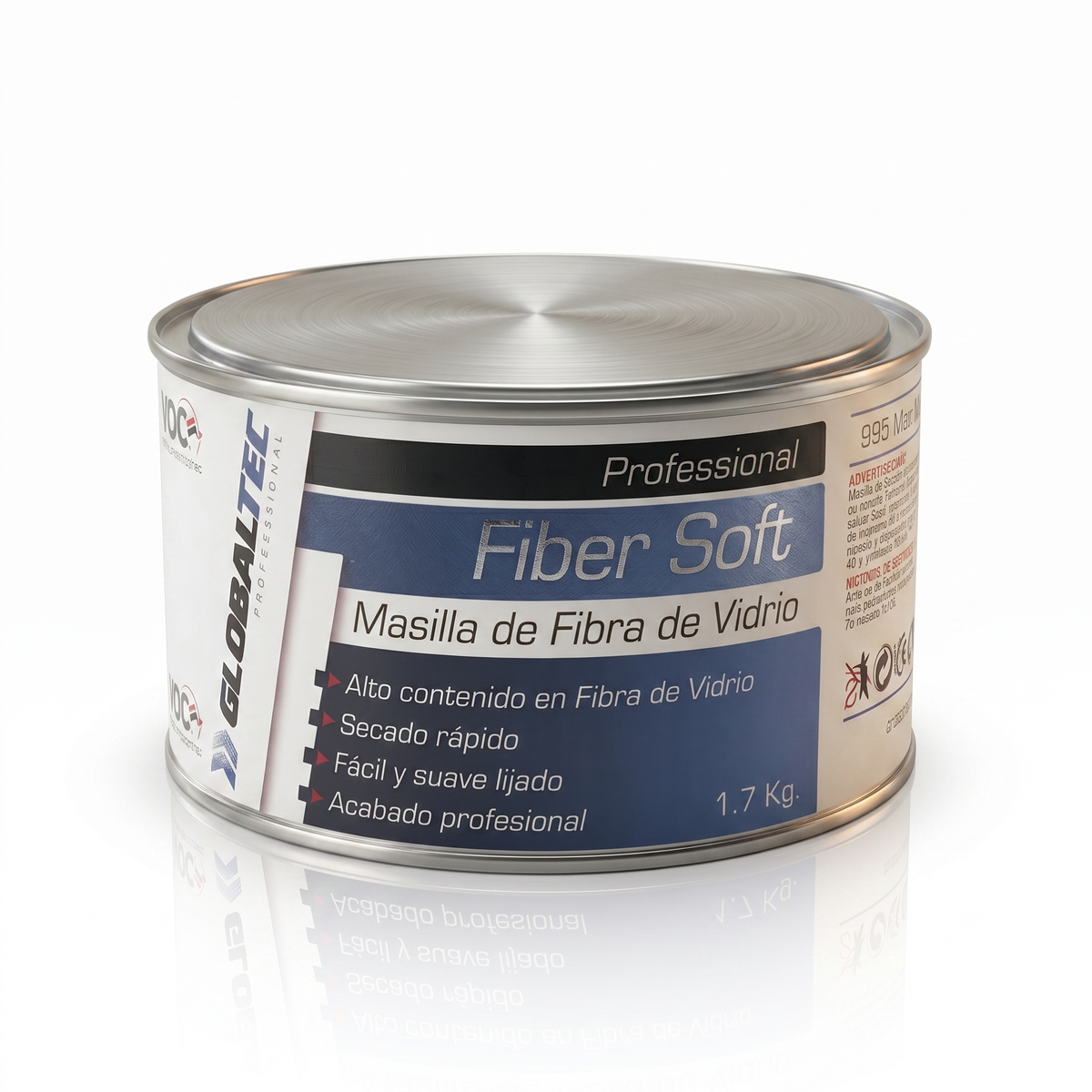 Masilla de fibra de vidrio Fibral Soft 1,8 kg para reparaciones de carrocería, Globaltec Professional