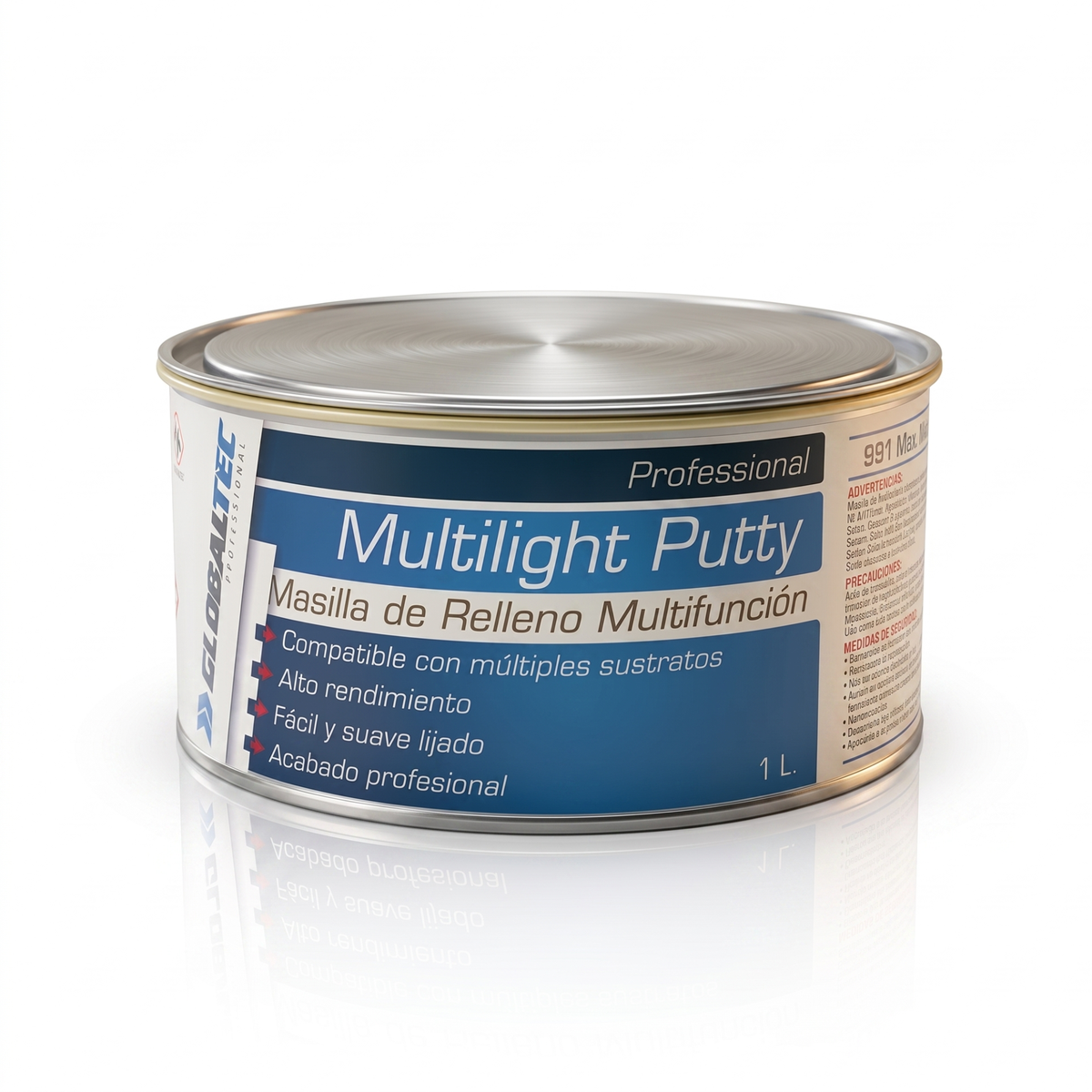 Masilla de relleno multifunción Multi Soft 1,8 kg para reparar chapa de carrocería, Globaltec Professional