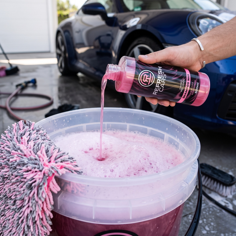 Aplicación de champú con cera en espuma activa para el lavado del coche, Refresh Cars