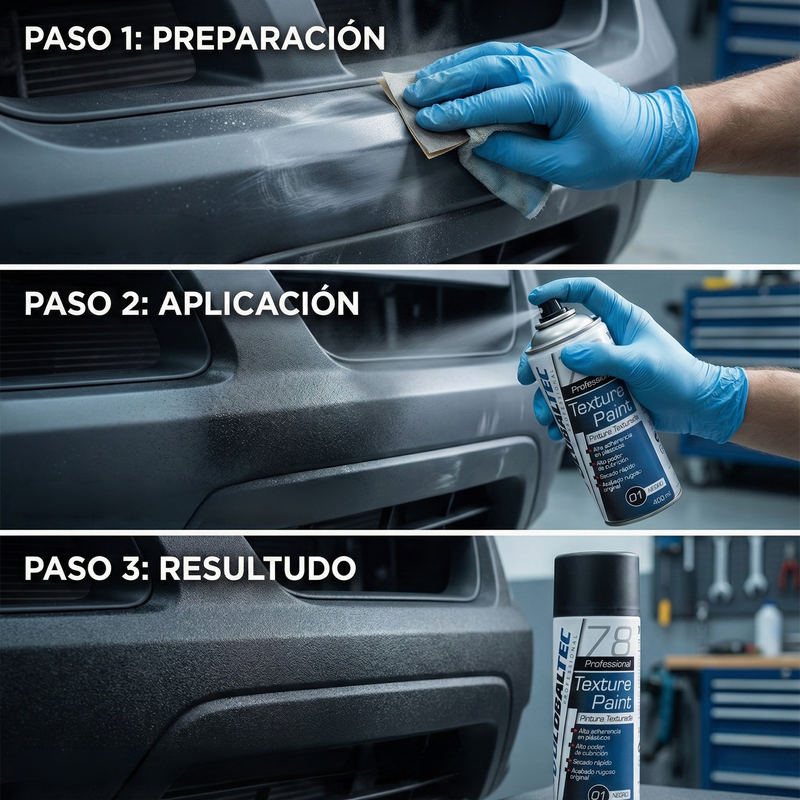 Detalle del acabado granulado tipo fábrica de la pintura texturizada para plásticos
