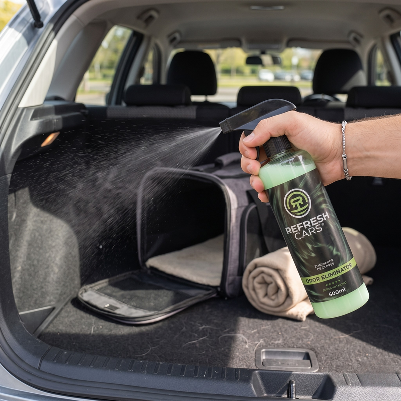 Eliminador de olores de mascotas en asientos y tapicería del coche en spray, Refresh Cars
