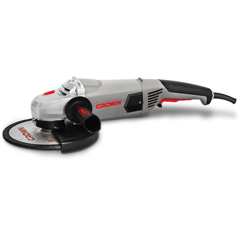 Amoladora Angular Crown CT13489-230S – 230 mm, 2600 W, 6.500 rpm, rosca M14 | Corte y desbaste pesado en metal y piedra – Robusta 5,9 kg - GLOBALTEC PROFESSIONAL