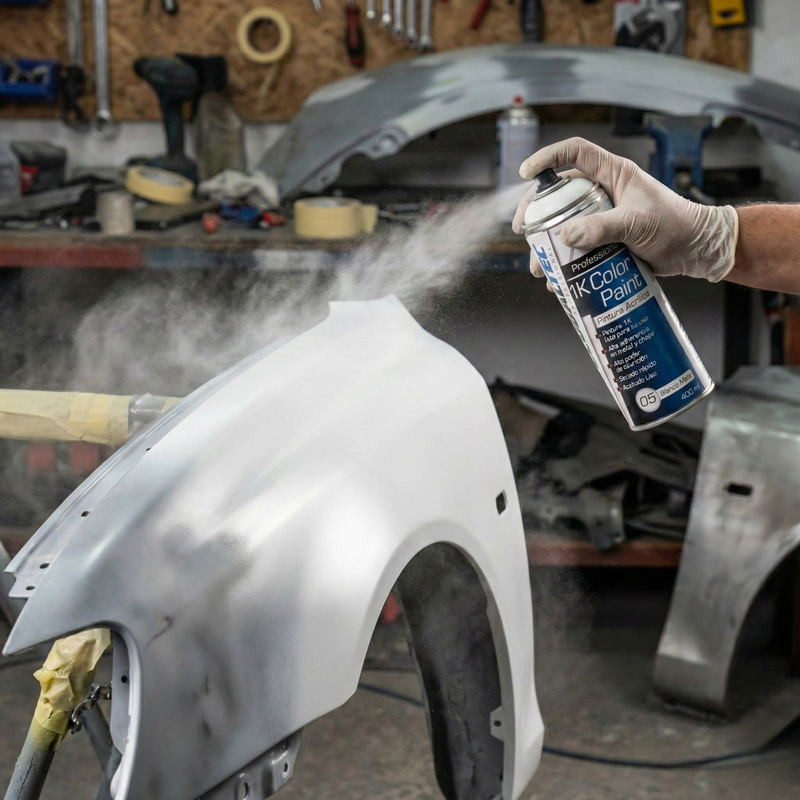 Pintura en spray blanco mate para renovar plástico imprimado Globaltec Professional