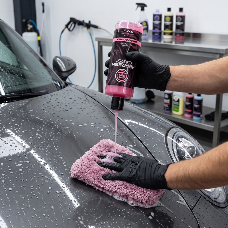 Uso del champú prelavado con cera en cañón de espuma para la carrocería, Refresh Cars