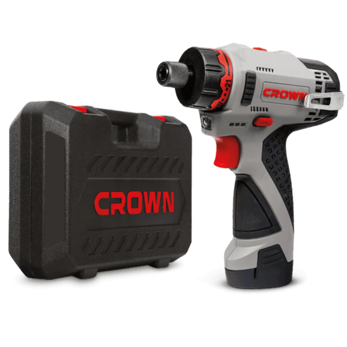 Destornillador Inalámbrico Crown CT21072HBX-2 BMC – 12 V 2 Ah, 30 Nm, 0–380/0–1250 rpm, hex 1/4", 2 baterías, LED y carga en 60 min | Compacto 0,85 kg - GLOBALTEC PROFESSIONAL