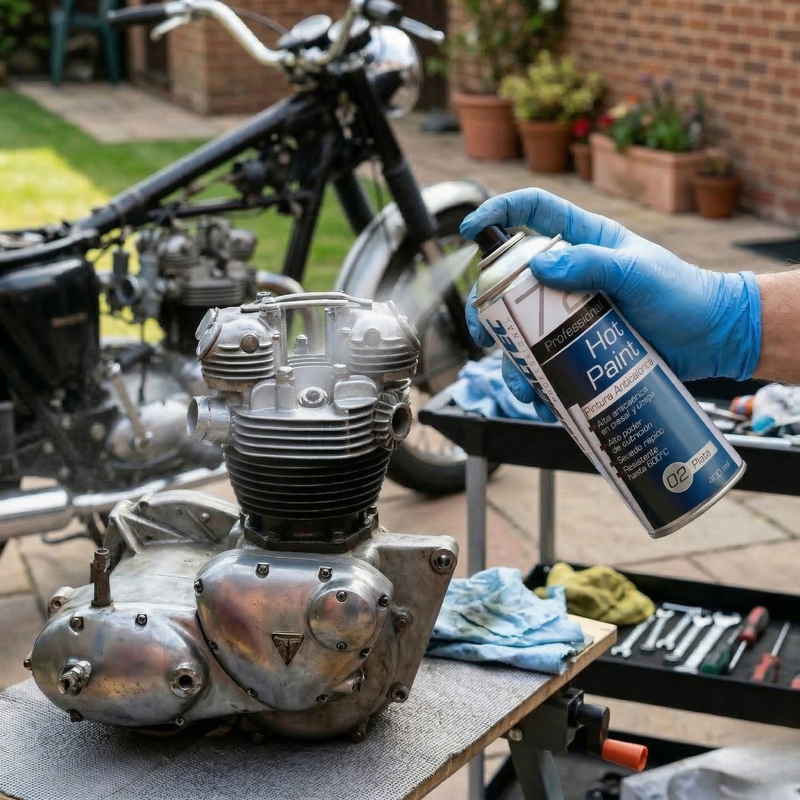 Renovación de piezas metálicas quemadas con spray anticalórico plata - Globaltec Professional