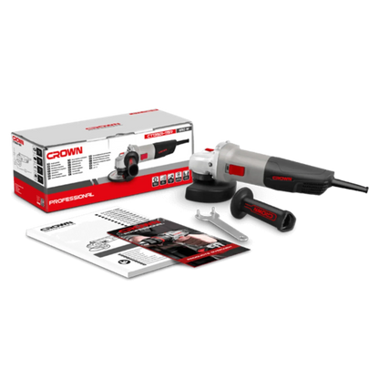 Amoladora Angular Crown CT13501-115R – 115 mm, 650 W, 11.000 rpm, rosca M14 | Corte, desbaste y pulido en metal y piedra – Ligera 1,8 kg; diseño compacto - GLOBALTEC PROFESSIONAL