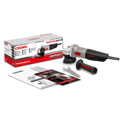 Amoladora Angular Crown CT13499-115R – 115 mm, 720 W, 11.000 rpm, rosca M14 | Corte, desbaste y pulido en metal y piedra – Ligera 1,85 kg - GLOBALTEC PROFESSIONAL