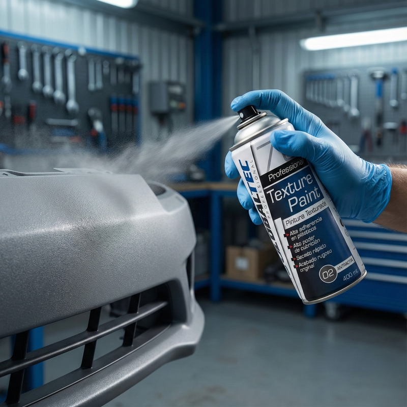 Aerosol antracita para recuperar la textura original de molduras de plástico, Globaltec Professional