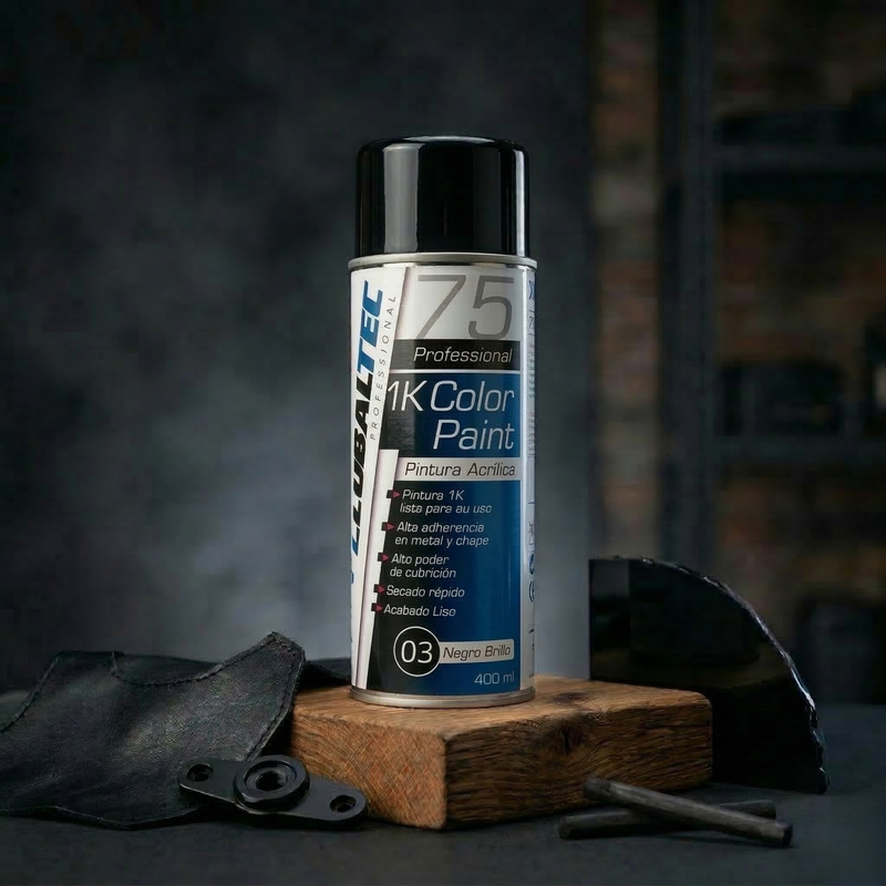 Envase aerosol 400 ml de pintura negro brillo Globaltec para escayola, obra y pequeños retoques
