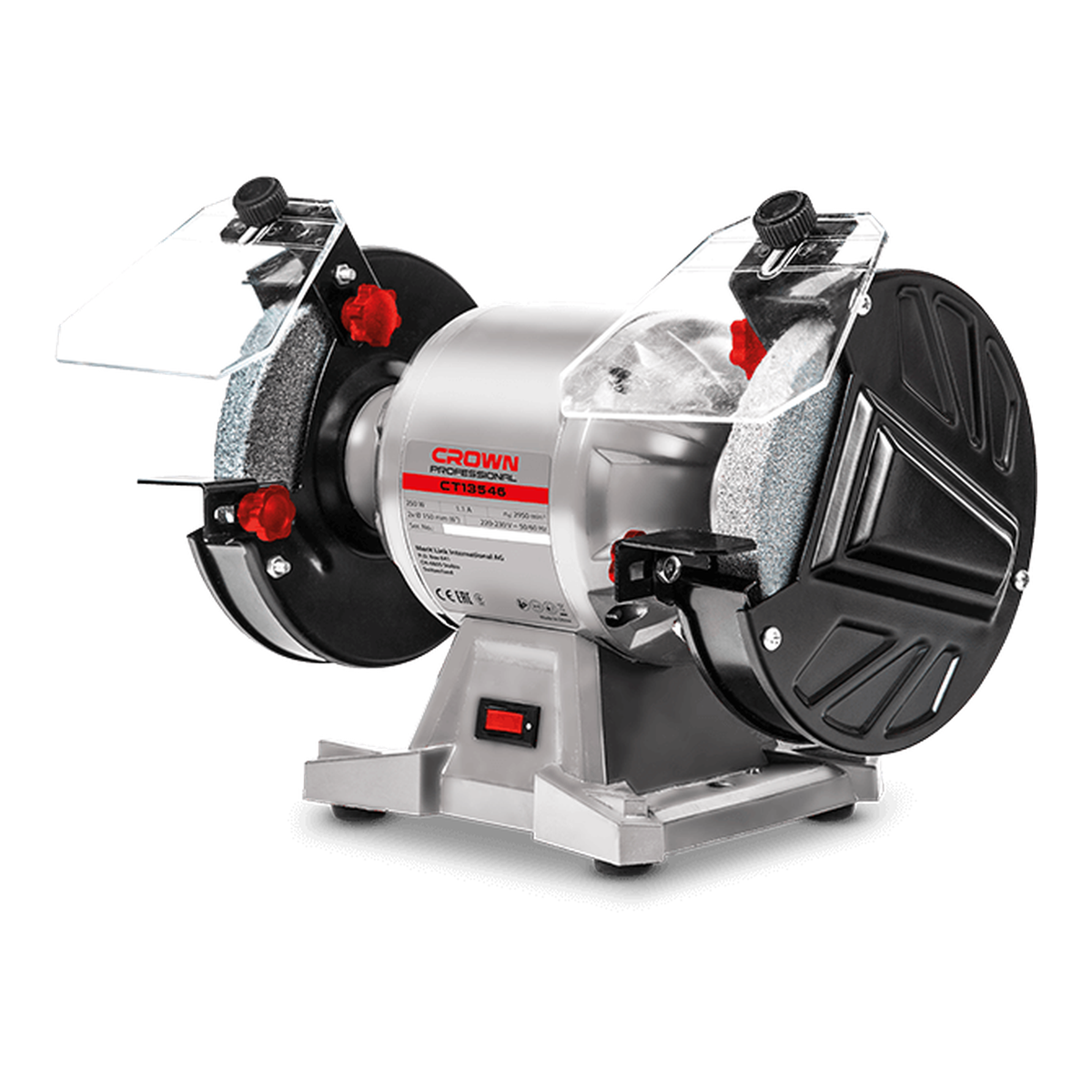 Esmeriladora de banco CT13546 250W 150mm — amolado en seco y húmedo con par regulable