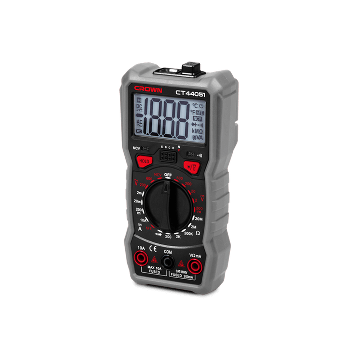 Multímetro digital CT44051 600 V AC/DC — medición completa con NCV y linterna