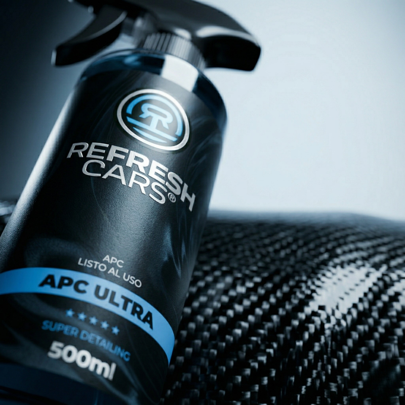 Detalle del pulverizador de 500 ml del limpiador multiusos biodegradable Refresh Cars