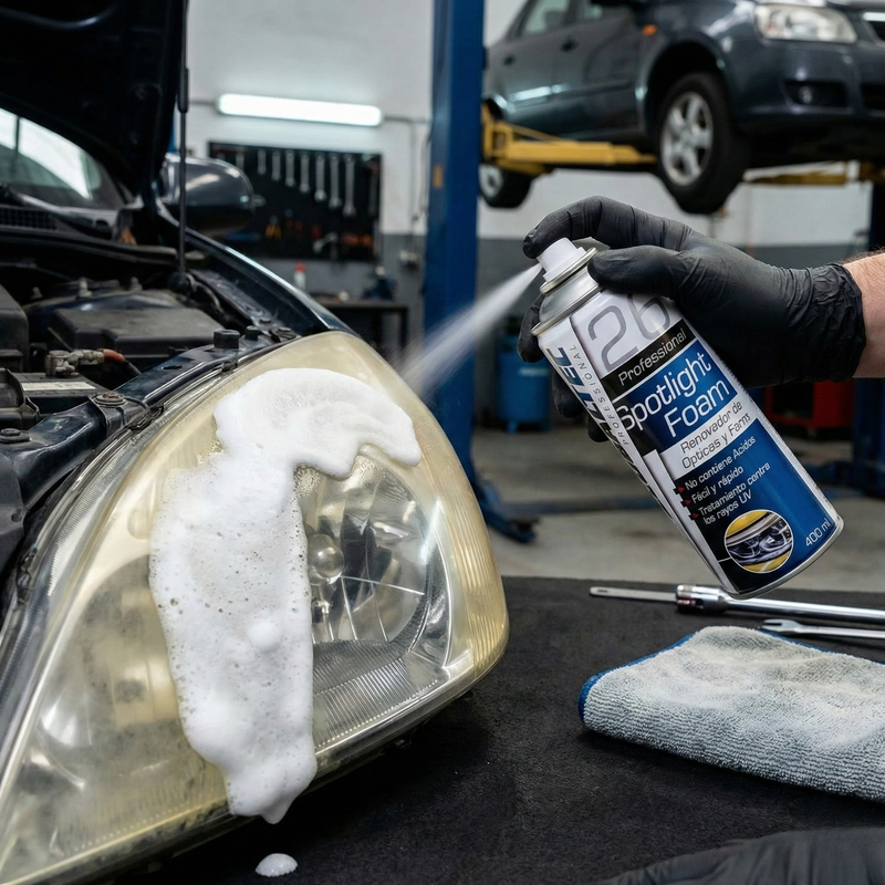Renovador de ópticas y faros Spotlight Foam 200 ml — Elimina amarilleo sin lijar