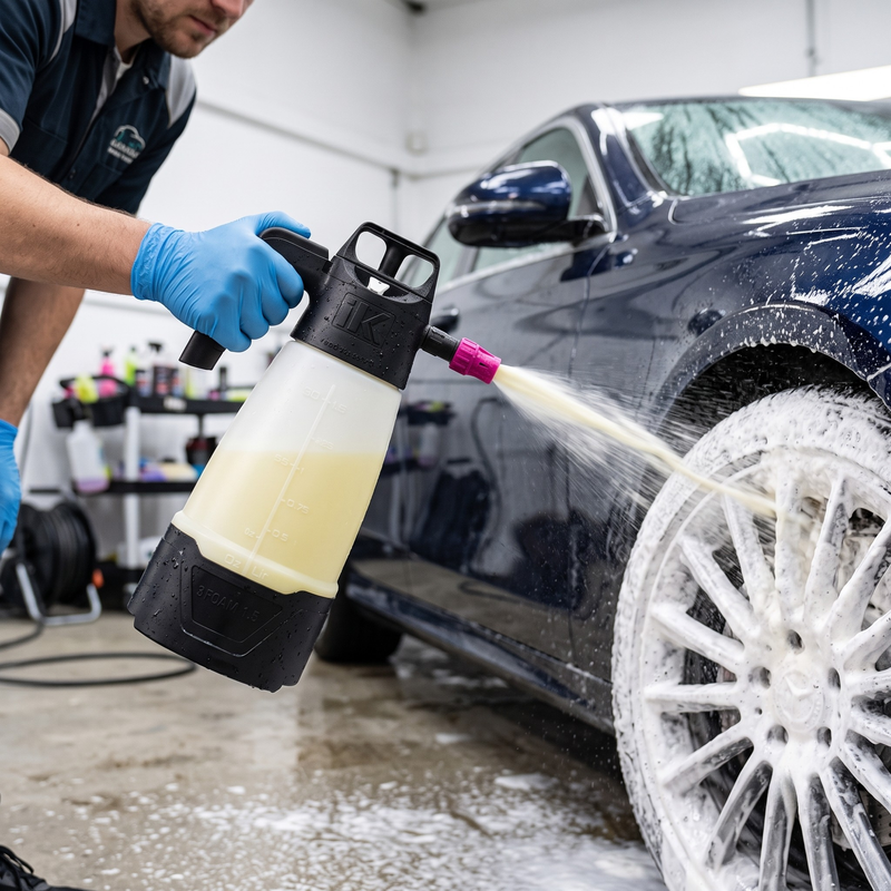Detalle de la boquilla Foamer Pro del iK Foam Pro 2 para enjabonar coches y motos, Globaltec Professional