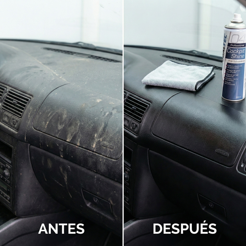 Efecto antiestático que repele el polvo del interior del coche, abrillantador Globaltec Professional