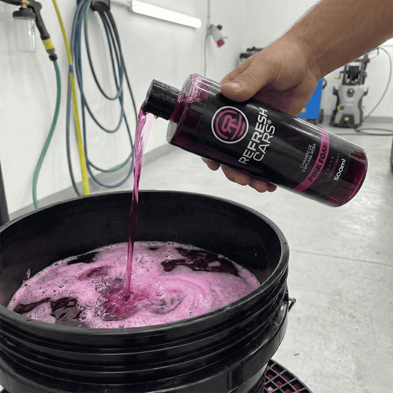 Lavado de coche con espuma rosa visual ideal para detailers DIY, Refresh Cars