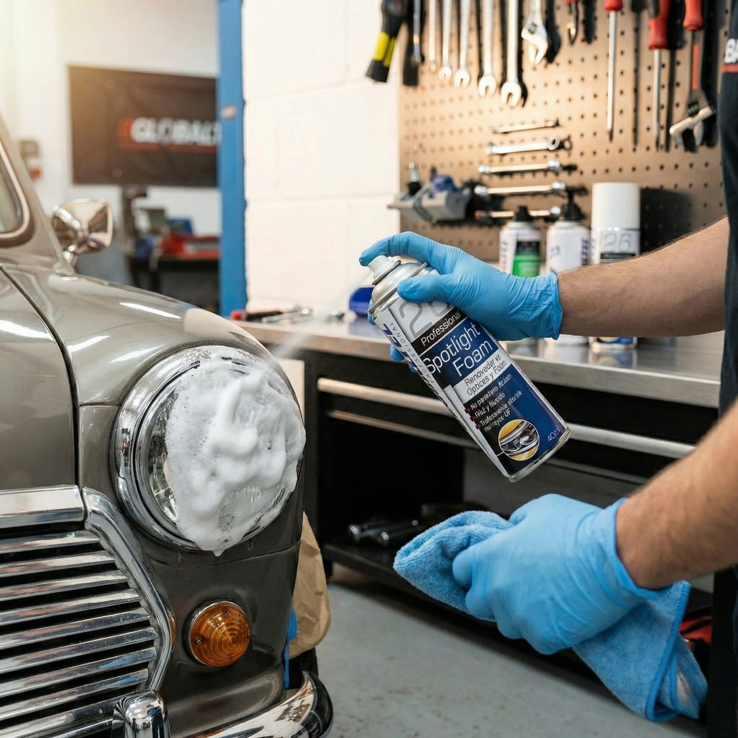 Renovador de ópticas y faros Spotlight Foam — Elimina amarilleo sin lijar