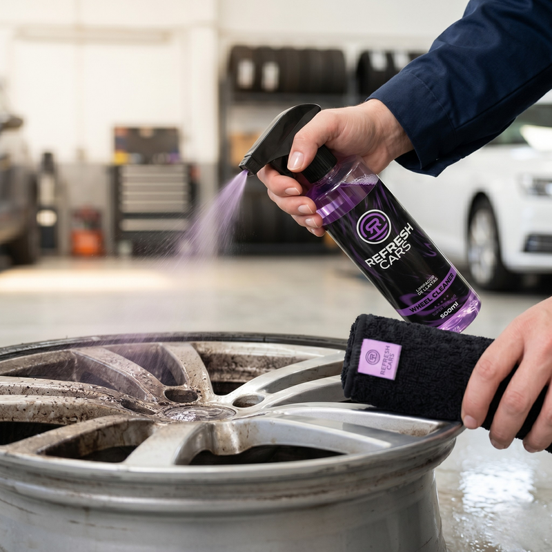 Uso del limpia llantas en aluminio pintado, llantas cromadas y metálicas sin frotar · Refresh Cars