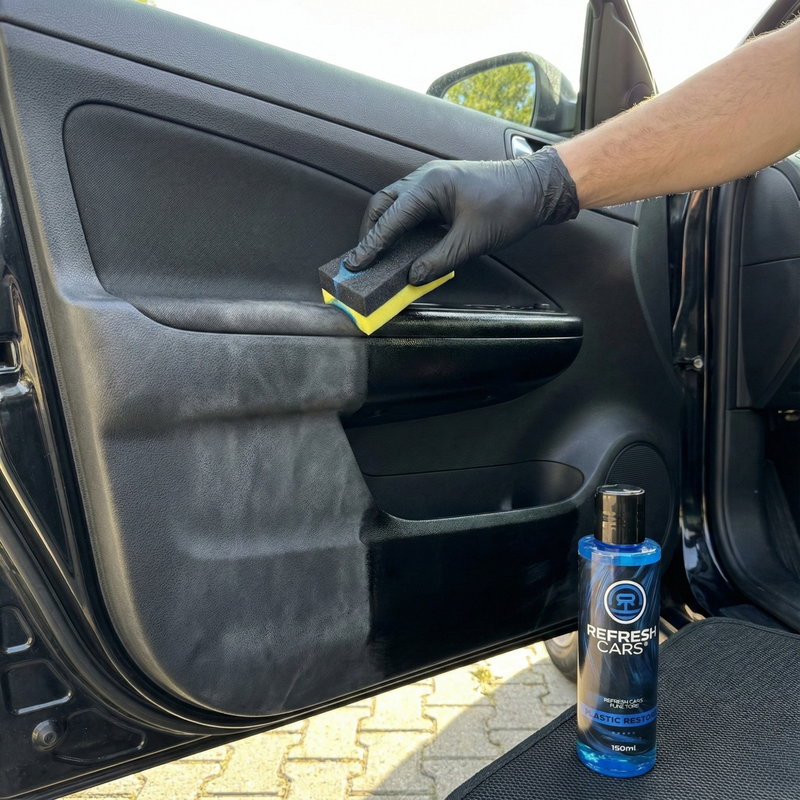 Aplicación del renovador de plásticos en paragolpes y faldones exteriores, Refresh Cars