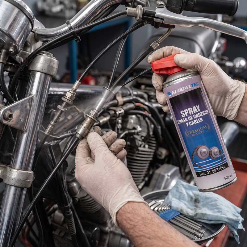 Bote de grasa en spray 500 ml para lubricar cadenas y reducir desgaste y ruido Globaltec