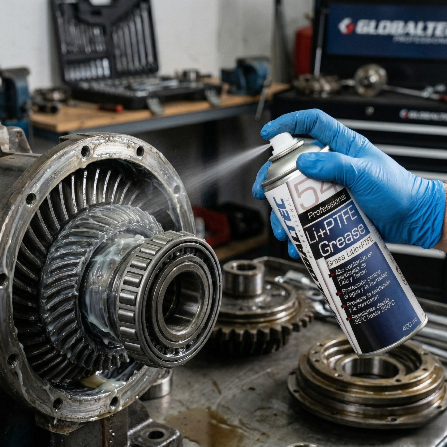Grasa de litio con PTFE en spray Globaltec — Lubricación duradera de alto rendimiento
