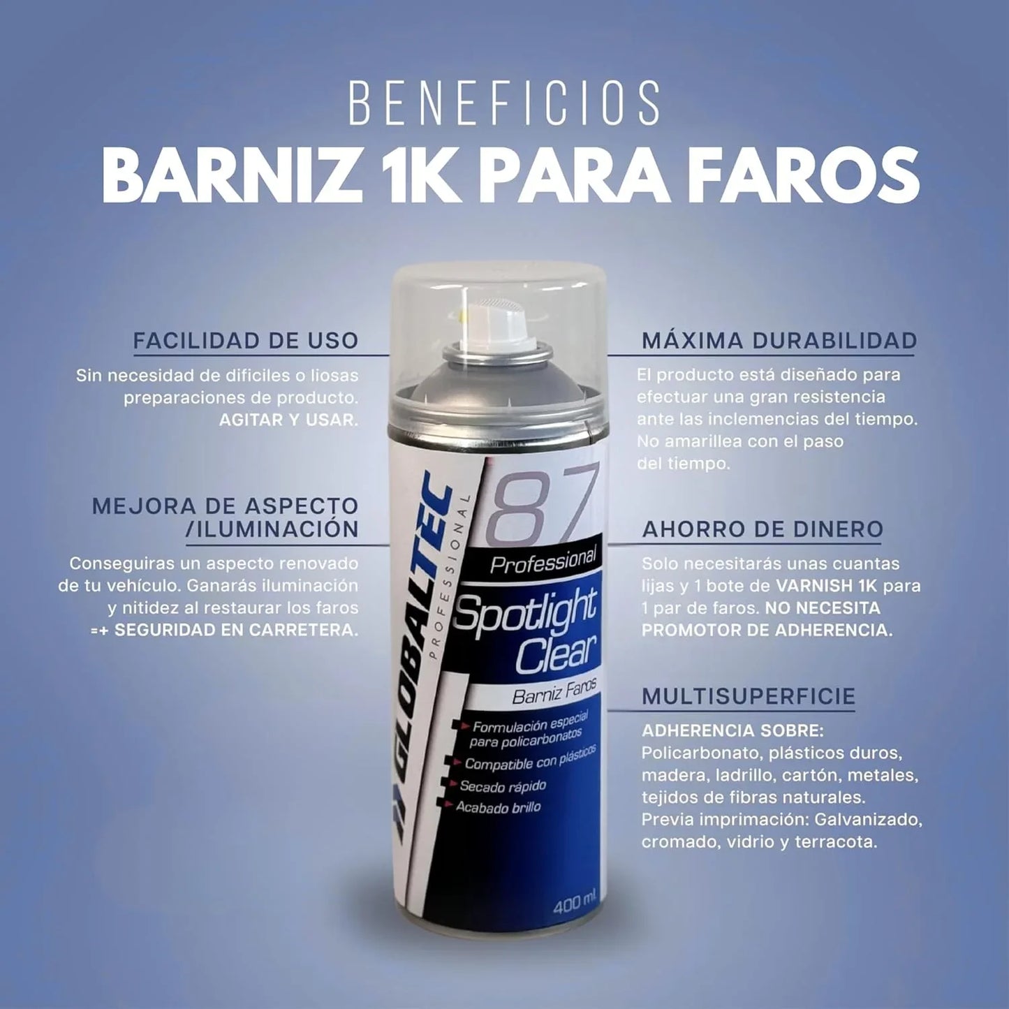 Barniz Acrílico 1K en Spray - GLOBALTEC PROFESSIONAL