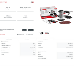 Lijadora Excéntrica Crown CT13395 | 450 W - GLOBALTEC PROFESSIONAL