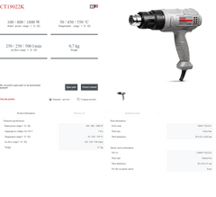 Pistola de Aire Caliente Crown CT19022K | 1800 W - GLOBALTEC PROFESSIONAL