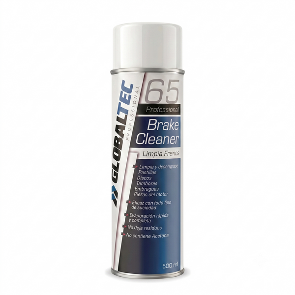 Limpia frenos en spray 500 ml de Globaltec Professional para eliminar grasa y polvo de pastillas