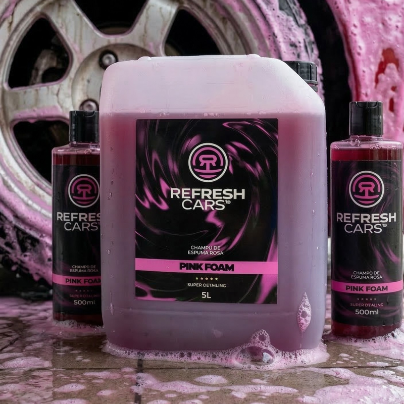 Garrafa de 6 L de champú de espuma rosa de pH neutro para detailing, Refresh Cars